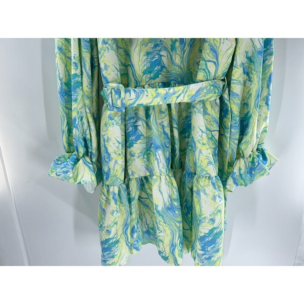 Women's ASOS LUXE Curve Marble V neck Belted Twill Smock Dress Size 22 - Picture 5 of 12